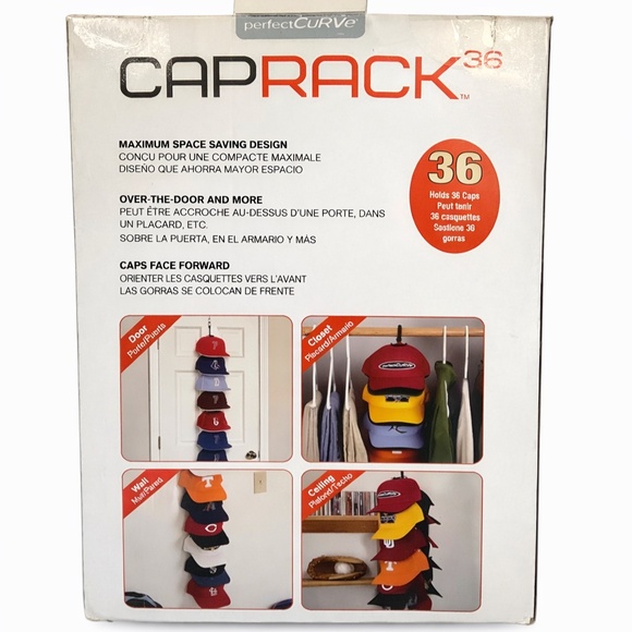 Perfect Curve CapRack 36 Hat Organizer Over Door Closet Cap Holder - Picture 5 of 9